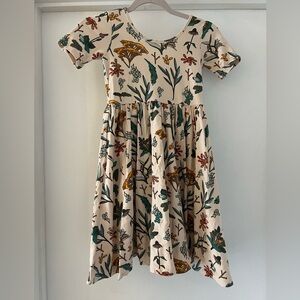 Alice and Ames Floral Print Kids Dress - Cream and Green